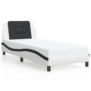 vidaXL Cadre de lit avec LED sans matelas "Zadar" Blanc et noir 90x190 cm