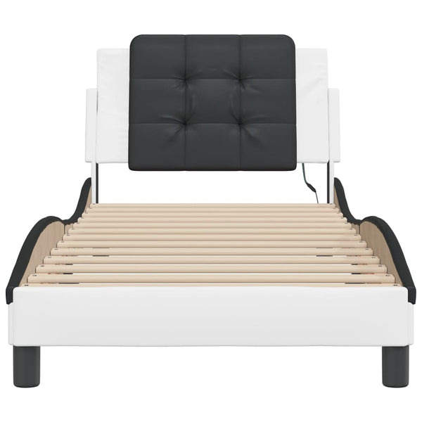 vidaXL Cadre de lit avec LED sans matelas "Zadar" Blanc et noir 90x190 cm