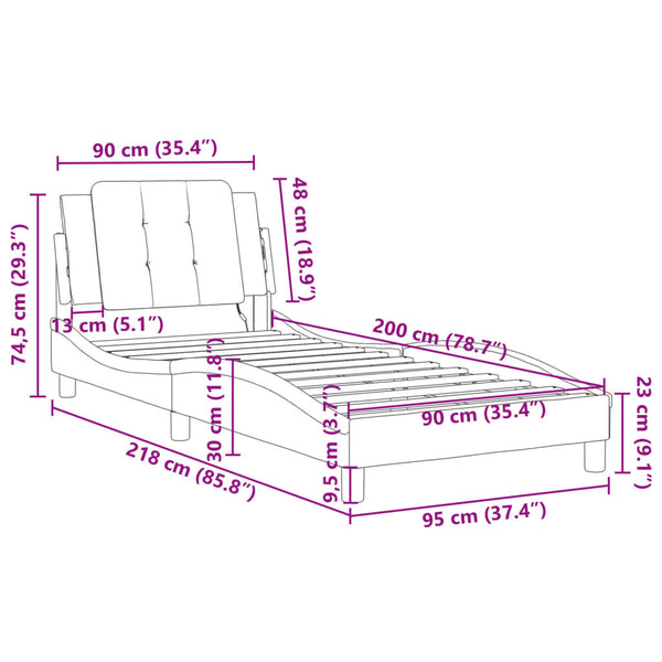 Bettgestell mit LED Schwarz 90x200 cm