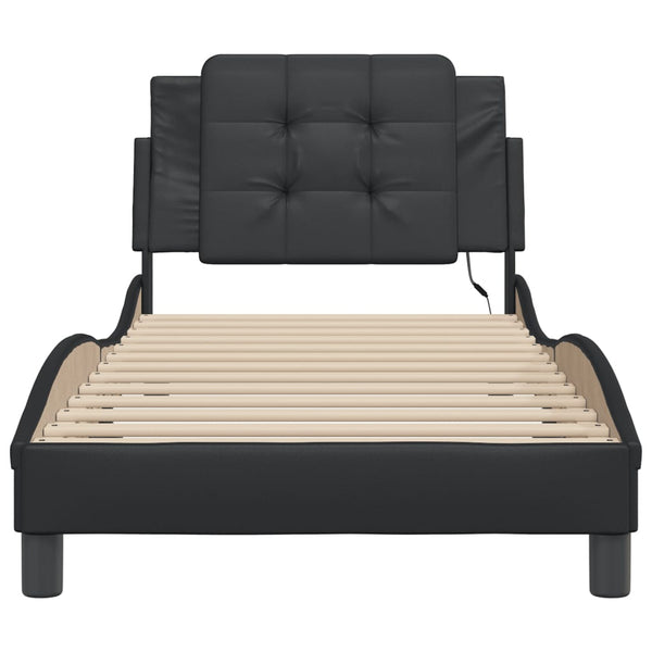 Bettgestell mit LED Schwarz 90x200 cm