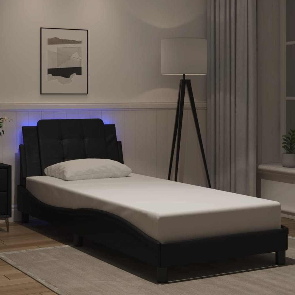 Bettgestell mit LED Schwarz 90x200 cm
