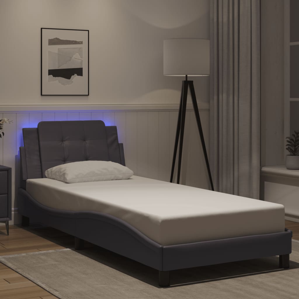 Bettgestell Grau 90x200 cm mit LED