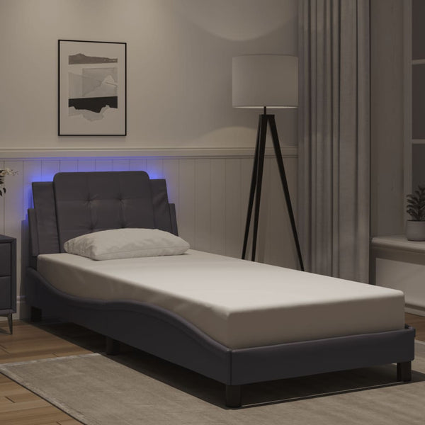 Bettgestell Grau 90x200 cm mit LED