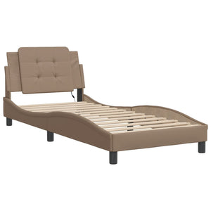 vidaXL Cadre de lit avec LED sans matelas "Zadar" marron cappuccino 90x200 cm