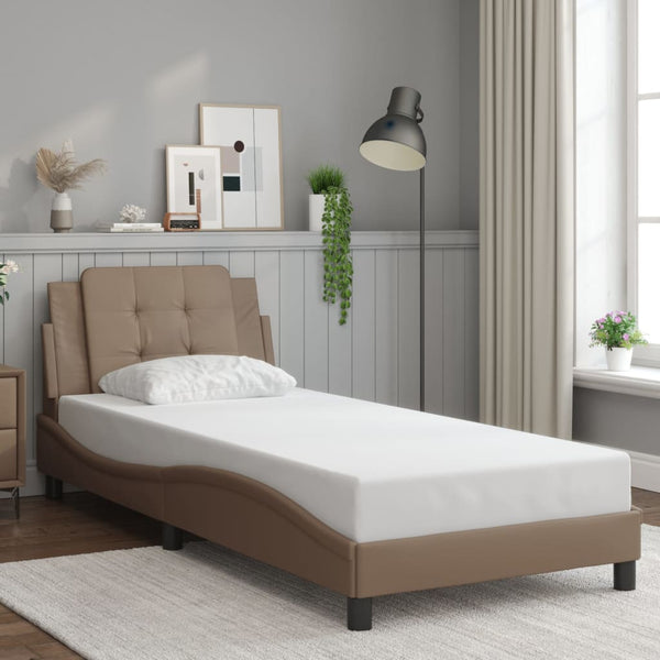 vidaXL Cadre de lit avec LED sans matelas "Zadar" marron cappuccino 90x200 cm