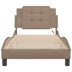 vidaXL Cadre de lit avec LED sans matelas "Zadar" marron cappuccino 90x200 cm