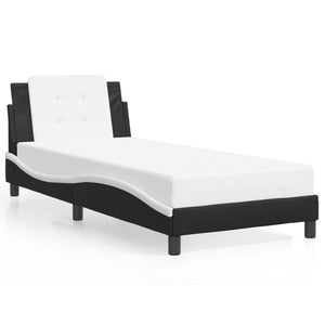 vidaXL Cadre de lit avec LED sans matelas "Zadar" Noir et blanc 90x200 cm