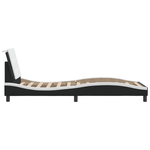 vidaXL Cadre de lit avec LED sans matelas "Zadar" Noir et blanc 90x200 cm