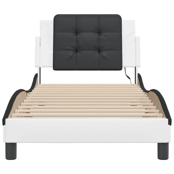 vidaXL Cadre de lit LED sans matelas "Zadar" Blanc et noir 90x200 cm