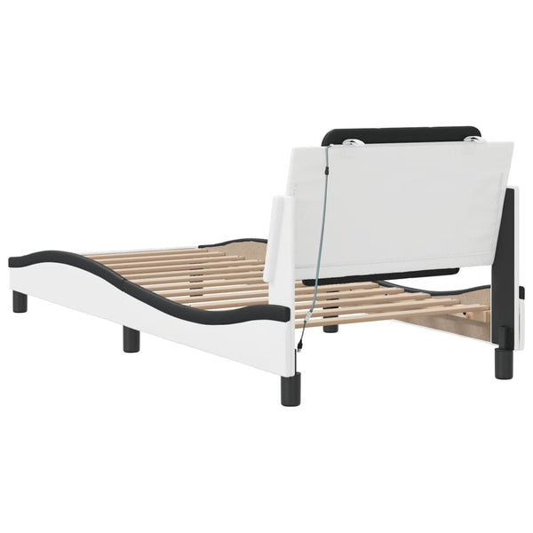 vidaXL Cadre de lit LED sans matelas "Zadar" Blanc et noir 90x200 cm