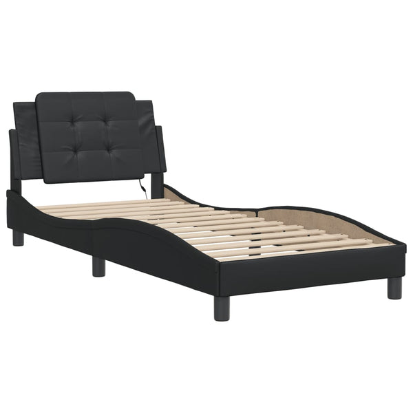 Bettgestell mit LED Schwarz 100x200 cm