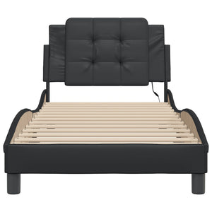Bettgestell mit LED Schwarz 100x200 cm