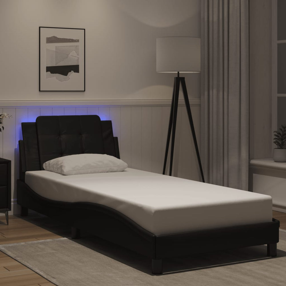 vidaXL Cadre de lit LED sans matelas "Zadar" noir 100x200 cm