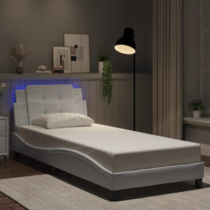 Bettgestell mit LED Weiß 100x200 cm