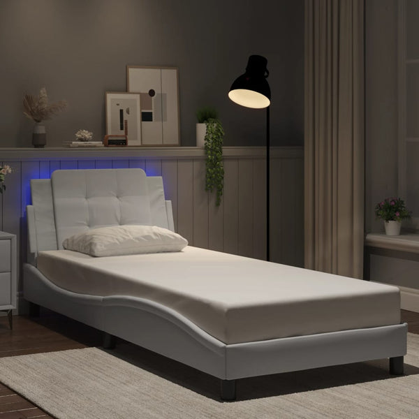 Bettgestell mit LED Weiß 100x200 cm