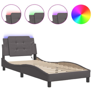 vidaXL Cadre de lit avec LED sans matelas "Zadar" Gris 100x200 cm
