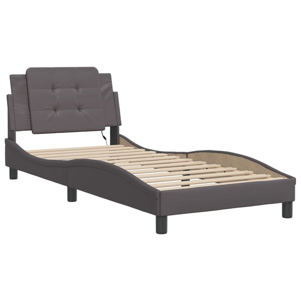 vidaXL Cadre de lit avec LED sans matelas "Zadar" Gris 100x200 cm
