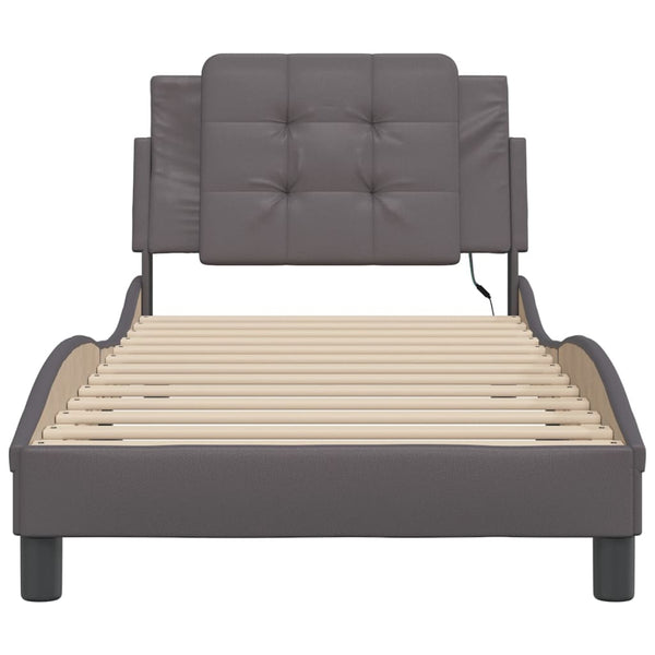 vidaXL Cadre de lit avec LED sans matelas "Zadar" Gris 100x200 cm