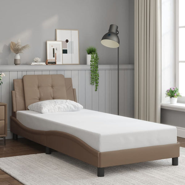 vidaXL Cadre de lit avec LED sans matelas "Zadar" marron cappuccino 100x200 cm