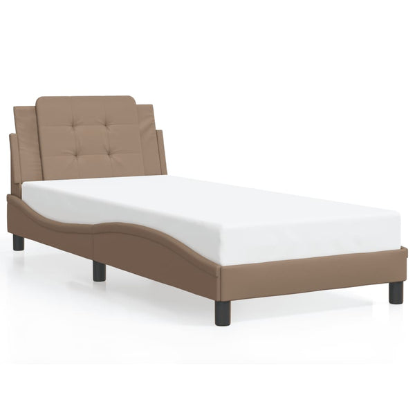 vidaXL Cadre de lit avec LED sans matelas "Zadar" marron cappuccino 100x200 cm