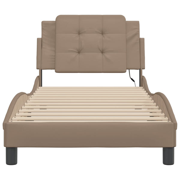 vidaXL Cadre de lit avec LED sans matelas "Zadar" marron cappuccino 100x200 cm