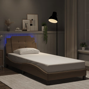vidaXL Cadre de lit avec LED sans matelas "Zadar" marron cappuccino 100x200 cm