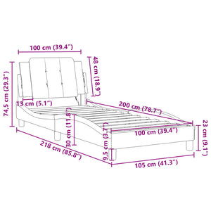 vidaXL Cadre de lit avec LED sans matelas "Zadar" Noir et blanc 100x200 cm