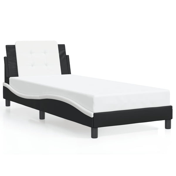 vidaXL Cadre de lit avec LED sans matelas "Zadar" Noir et blanc 100x200 cm