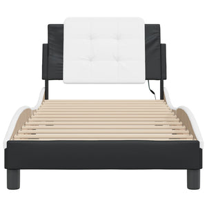 vidaXL Cadre de lit avec LED sans matelas "Zadar" Noir et blanc 100x200 cm