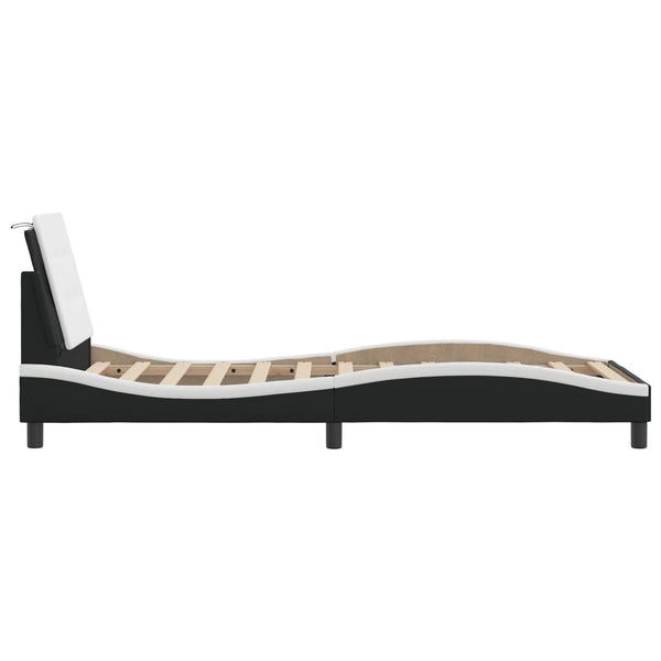 vidaXL Cadre de lit avec LED sans matelas "Zadar" Noir et blanc 100x200 cm