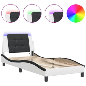vidaXL Cadre de lit avec LED sans matelas "Zadar" Blanc et noir 100x200 cm
