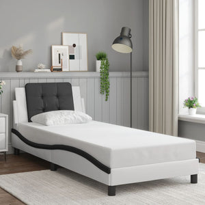 vidaXL Cadre de lit avec LED sans matelas "Zadar" Blanc et noir 100x200 cm