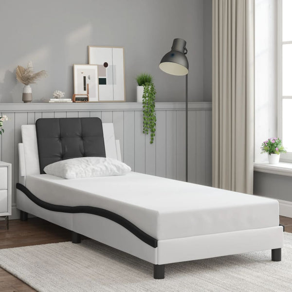 vidaXL Cadre de lit avec LED sans matelas "Zadar" Blanc et noir 100x200 cm