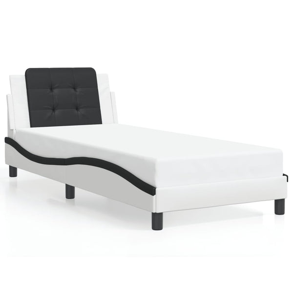 vidaXL Cadre de lit avec LED sans matelas "Zadar" Blanc et noir 100x200 cm