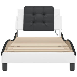 vidaXL Cadre de lit avec LED sans matelas "Zadar" Blanc et noir 100x200 cm