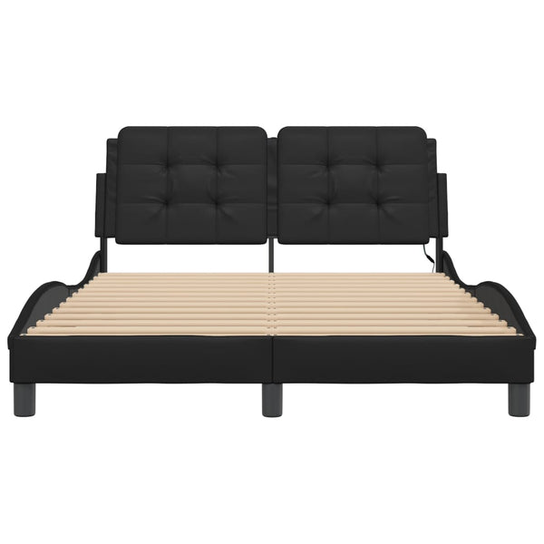 Bettgestell mit LED Schwarz 120x200 cm