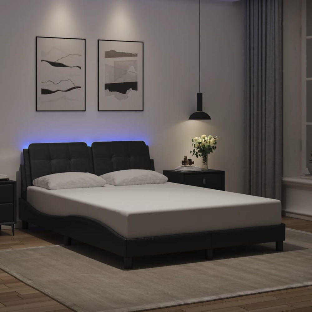 vidaXL Cadre de lit avec LED sans matelas "Zadar" Noir 120x200 cm
