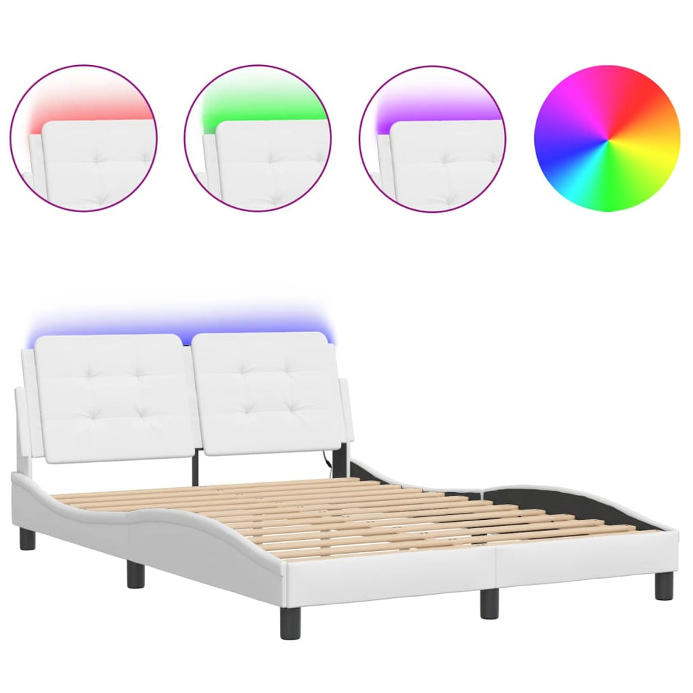 Bettgestell Weiß mit LED 120x200 cm