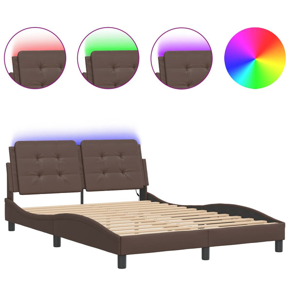Bettgestell mit LED Braun 120x200 cm