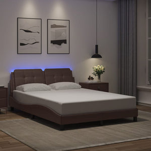 Bettgestell mit LED Braun 120x200 cm