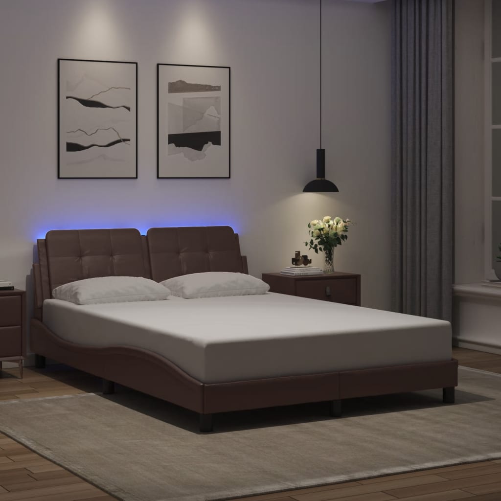 Bettgestell mit LED Braun 120x200 cm