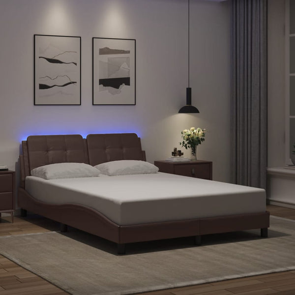 Bettgestell mit LED Braun 120x200 cm