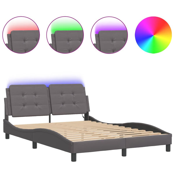 Bettgestell mit LED Grau 120x200 cm