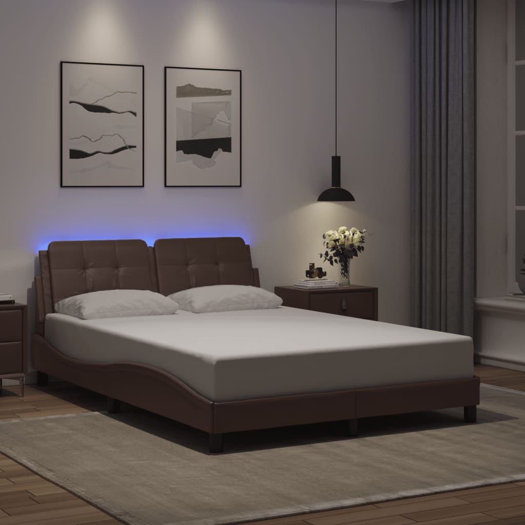 Bettgestell mit LED Grau 120x200 cm