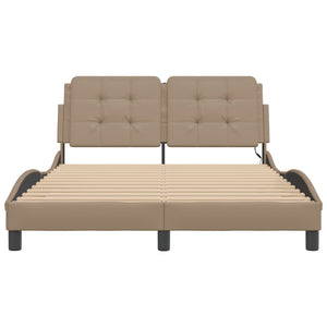 vidaXL Cadre de lit avec LED sans matelas « Zadar » marron cappuccino 120 x 200 cm
