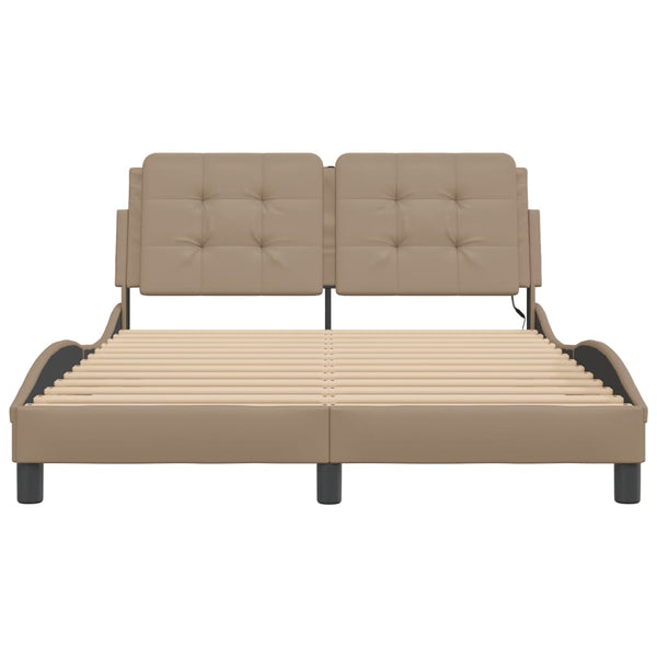 vidaXL Cadre de lit avec LED sans matelas « Zadar » marron cappuccino 120 x 200 cm