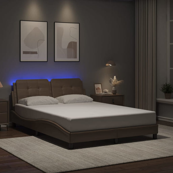 vidaXL Cadre de lit avec LED sans matelas « Zadar » marron cappuccino 120 x 200 cm