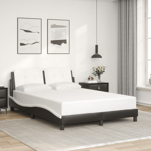 vidaXL Cadre de lit avec LED sans matelas "Zadar" Noir et blanc 120x200 cm
