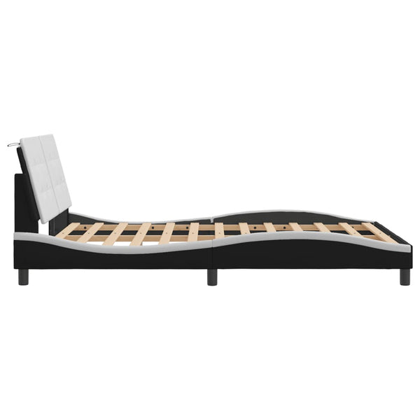 vidaXL Cadre de lit avec LED sans matelas "Zadar" Noir et blanc 120x200 cm