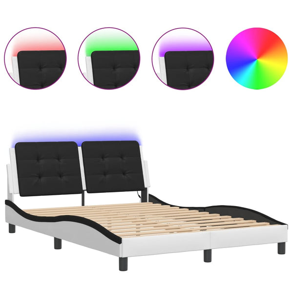 vidaXL Cadre de lit avec LED sans matelas "Zadar" Blanc et noir 120x200 cm